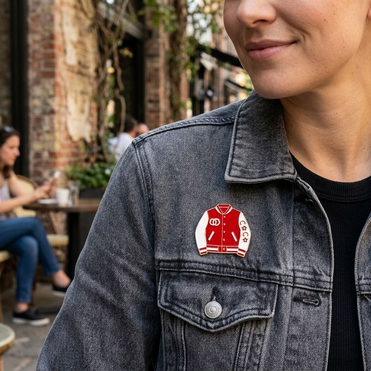 Brooch Red and White Varsity Jacket Flower Pin