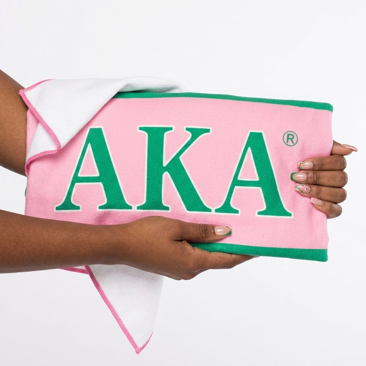 AKA Pink and Green Microfiber Stripe Beach Towel