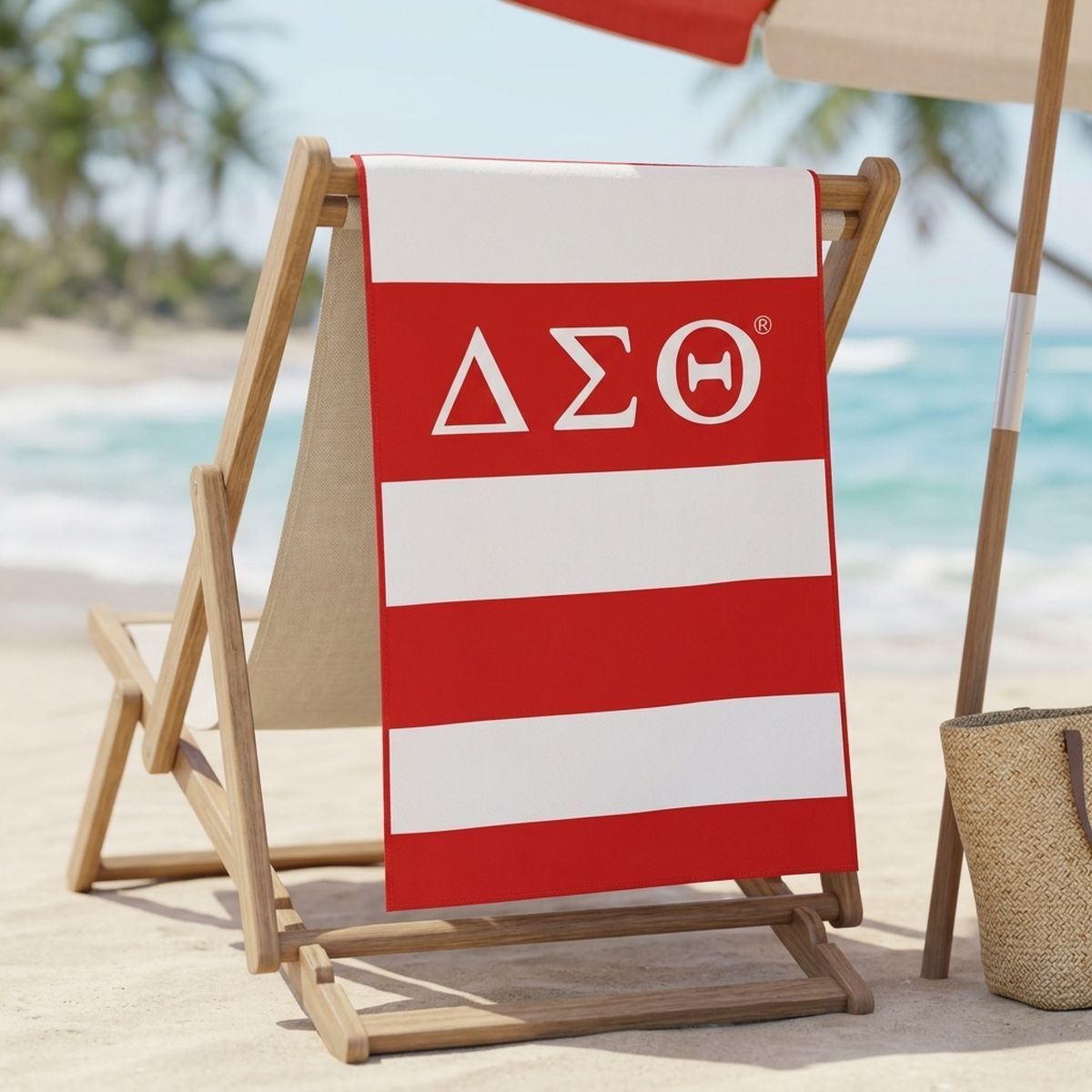 DST Red and White Microfiber Stripe Beach Towel