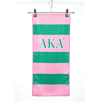 AKA Pink and Green Microfiber Stripe Hand Towel