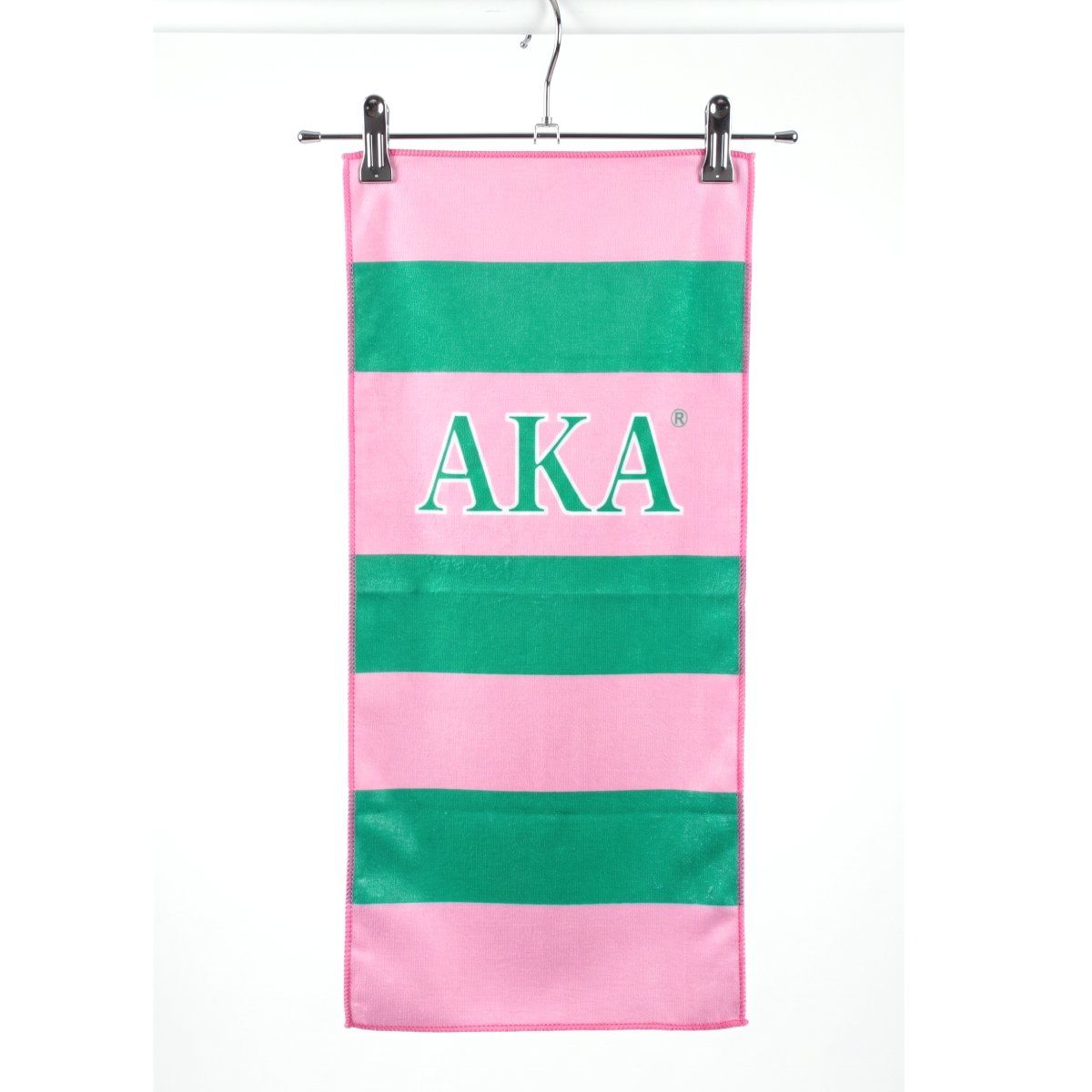 AKA Pink and Green Microfiber Stripe Hand Towel