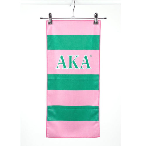 AKA Pink and Green Microfiber Stripe Hand Towel