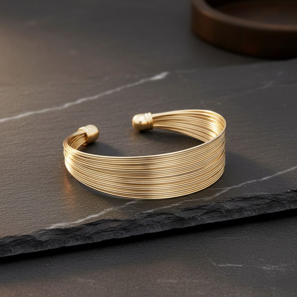 Cuff Gold Wire 35 Layer Bracelet for Women