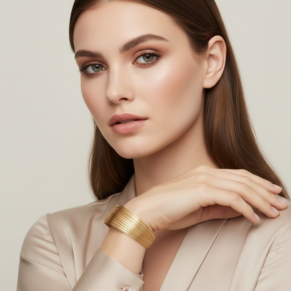 Cuff Gold Wire 35 Layer Bracelet for Women