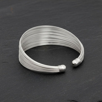 Cuff Silver Wire 35 Layer Bracelet for Women
