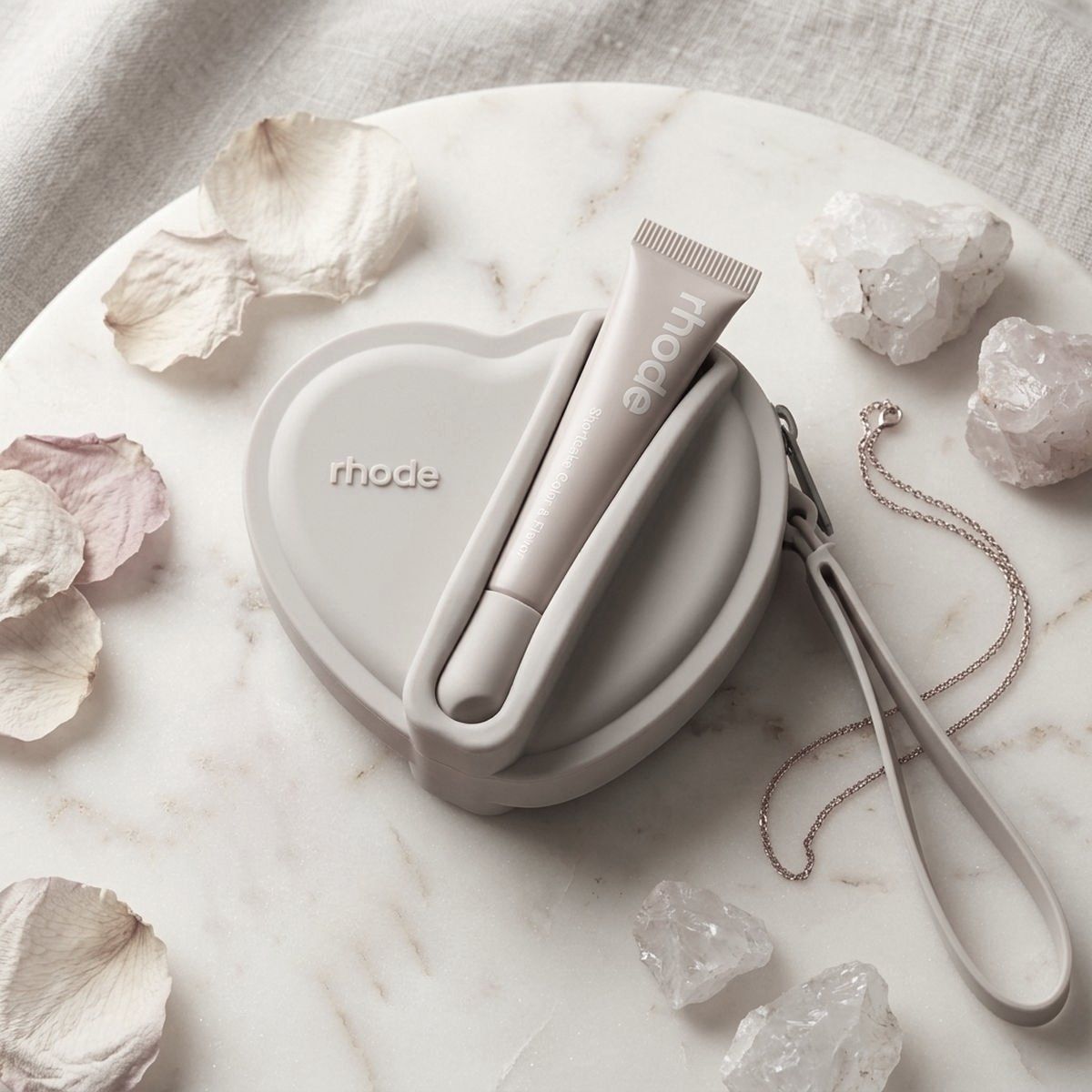 Gray Heart Silicone Pouch & Peptide Lip Tint Set