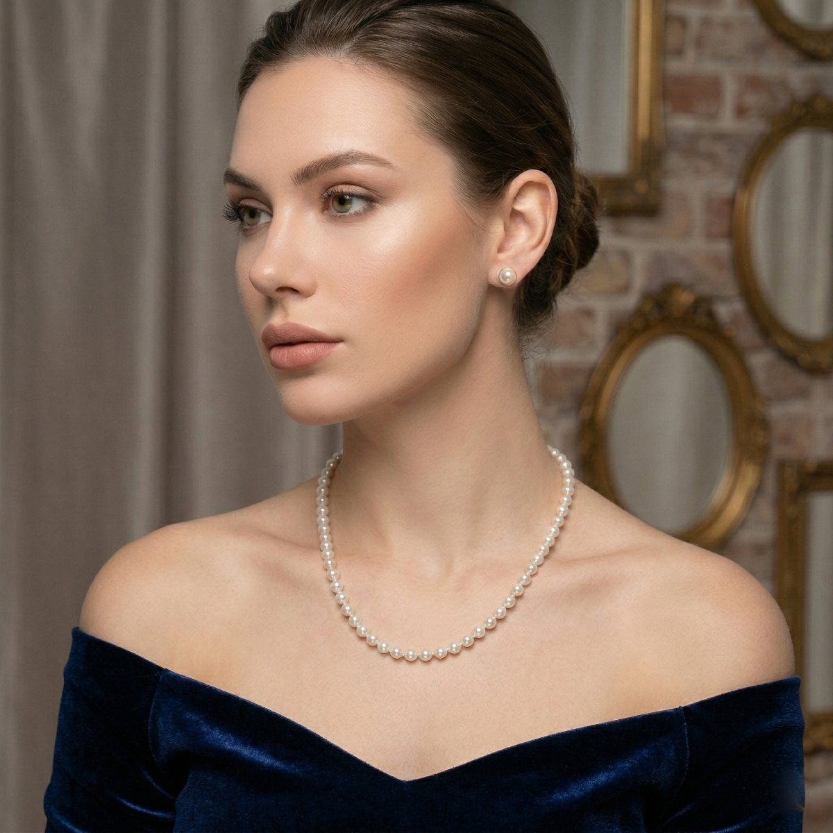 8mm Cream Glass Pearl Thread Knot Necklace