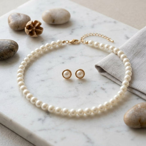 10mm Cream Glass Pearl Thread Knot Necklace