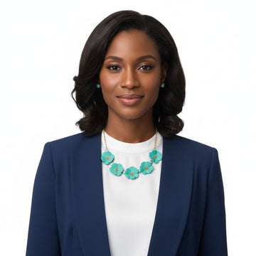 Mint Flower Necklace Set