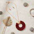 Red and Black Silk Tassel Necklace Set