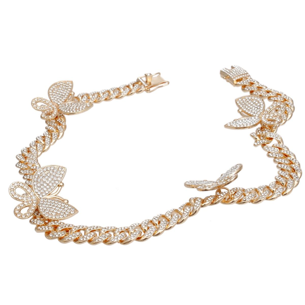 Iced Gold Butterfly Cuban Chain Set