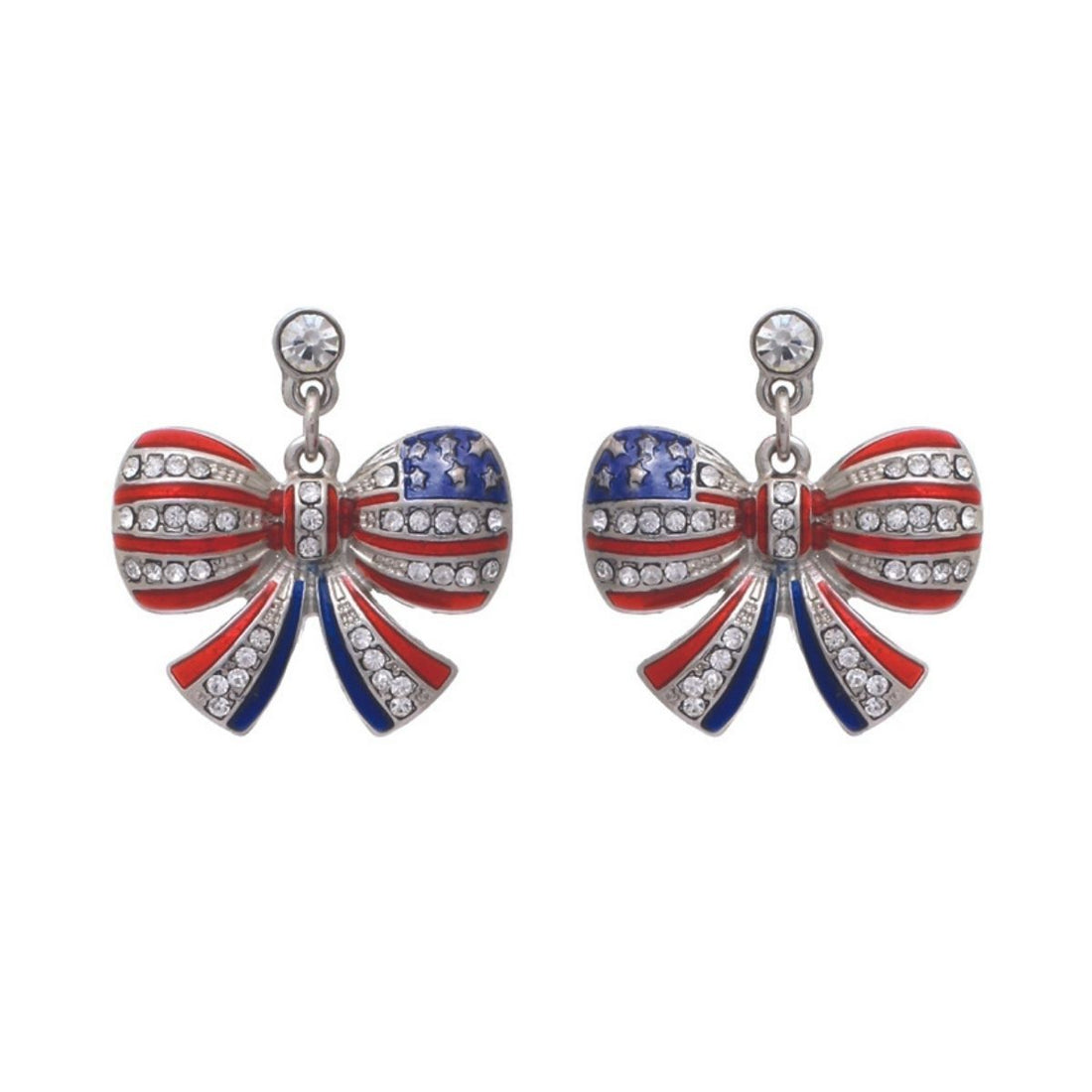 American Flag Ribbon Metal Earrings