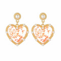 Petals & Hearts: Pink Resin Floral Earrings for Cute Elegance