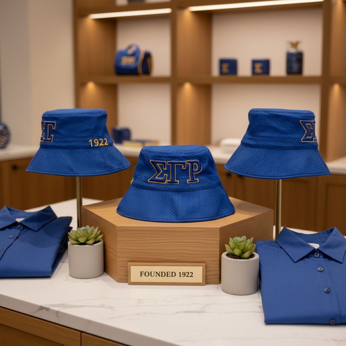 SGRHO Sorority Yellow Mesh Embroidered Bucket Hat