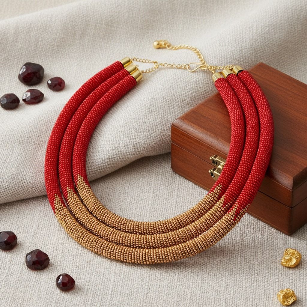 Red Zulu Maasai Beaded Necklace