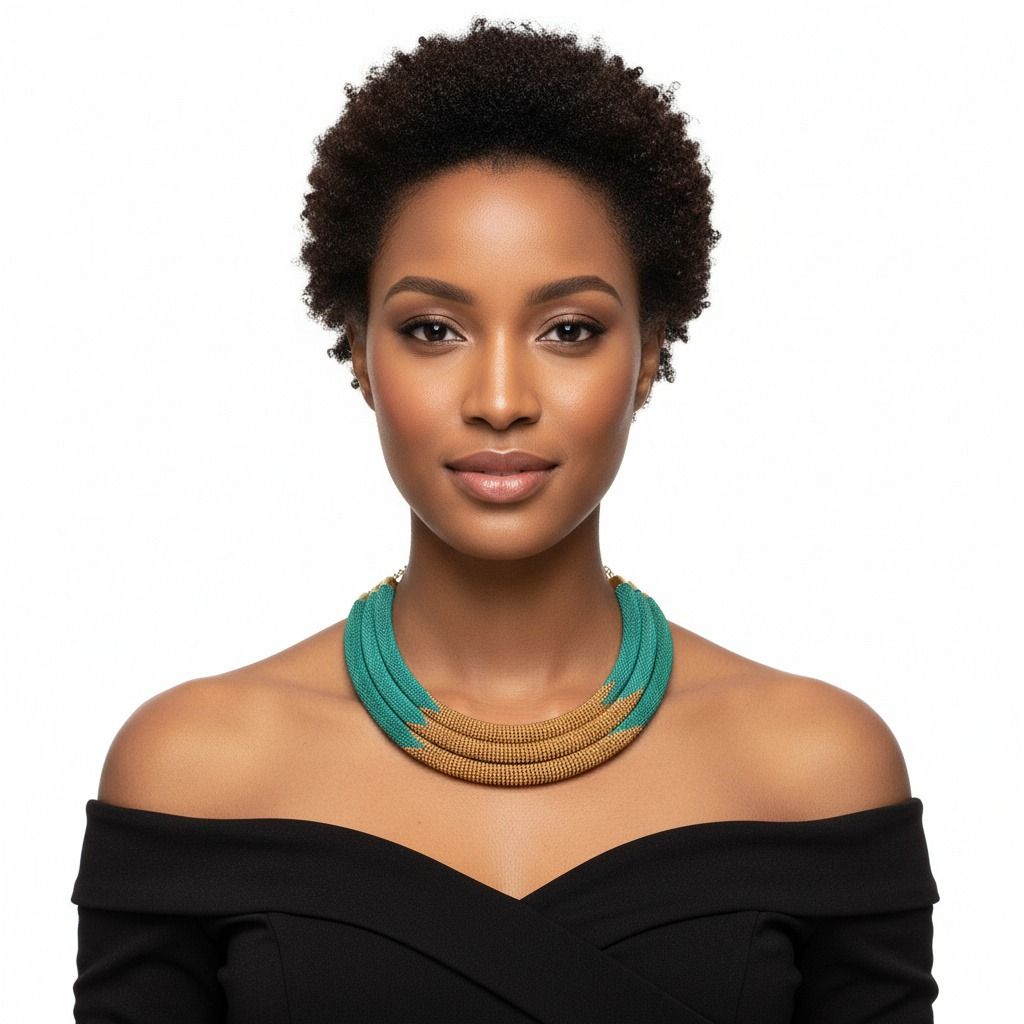 Teal Zulu Maasai Beaded Necklace