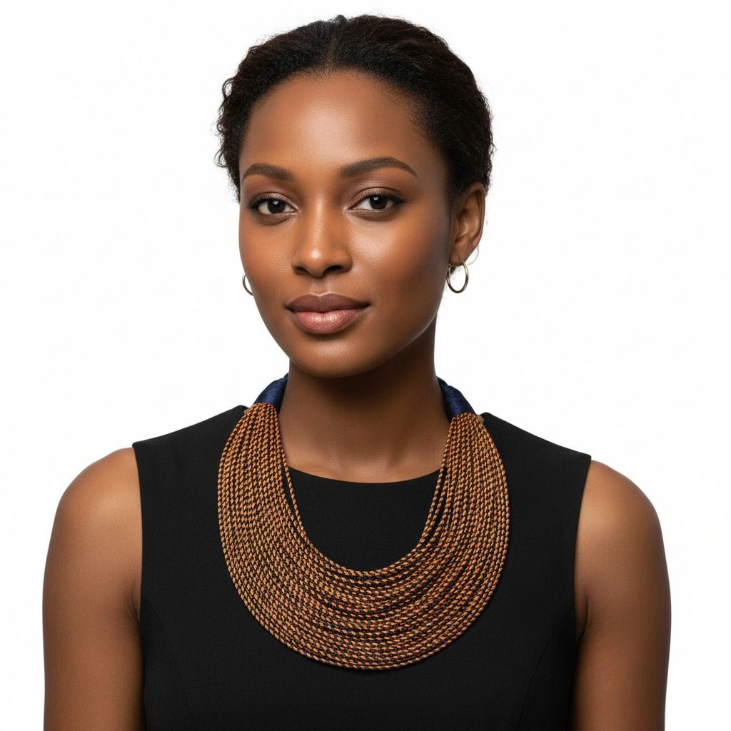 Blue Tribal Layered Wrapped Necklace