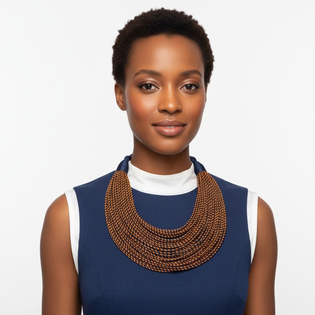 Blue Tribal Layered Wrapped Necklace