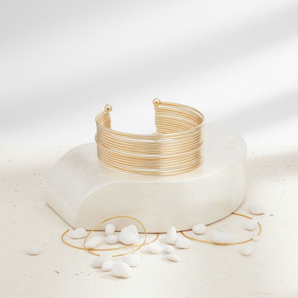 Cuff Gold 19 Row Stacked Bangle Bracelet Women