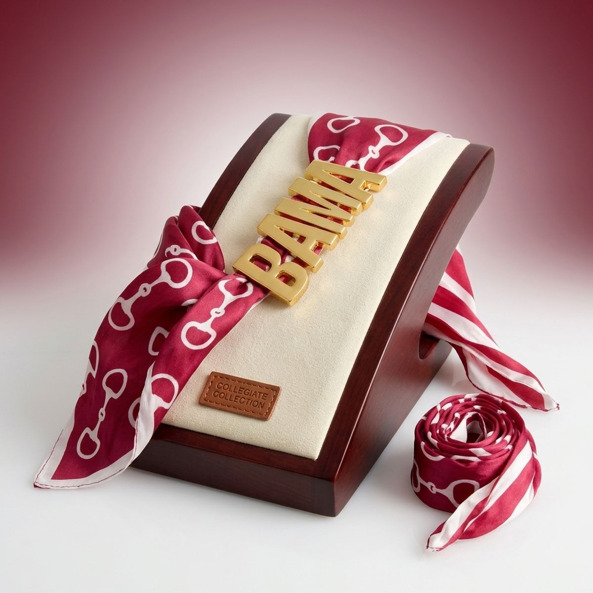 BAMA Gold Letter Charm Burgundy Scarf Bracelet