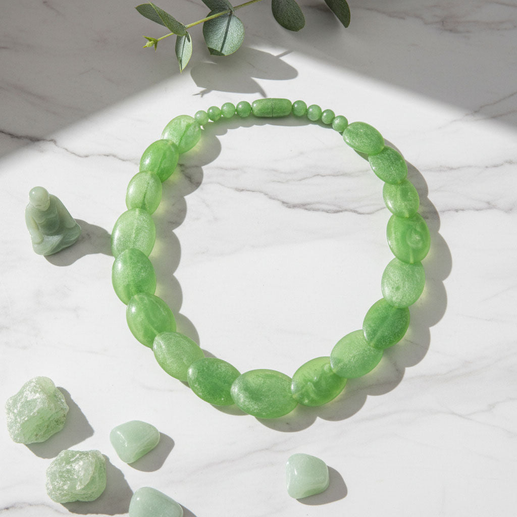 Bead Graduated Green Disc Barrel Clasp Necklace
