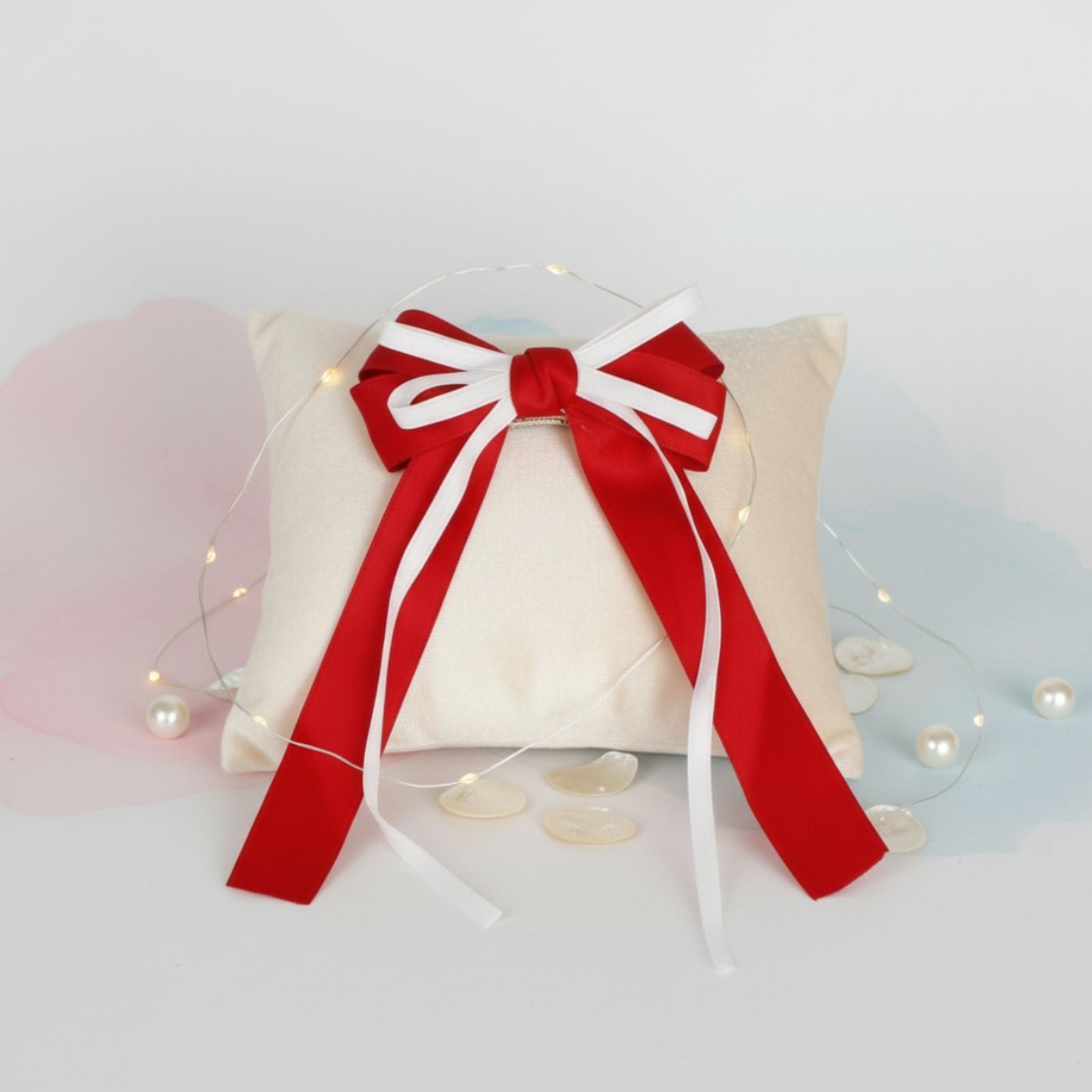 DST Merch Red White Ribbon Hair Bow Clip