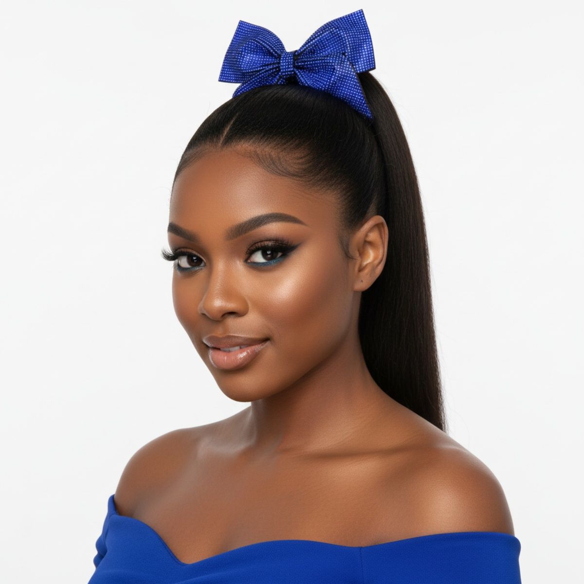 ZPB or SGRHO Blue Rhinestone Point Bow Hair Clip
