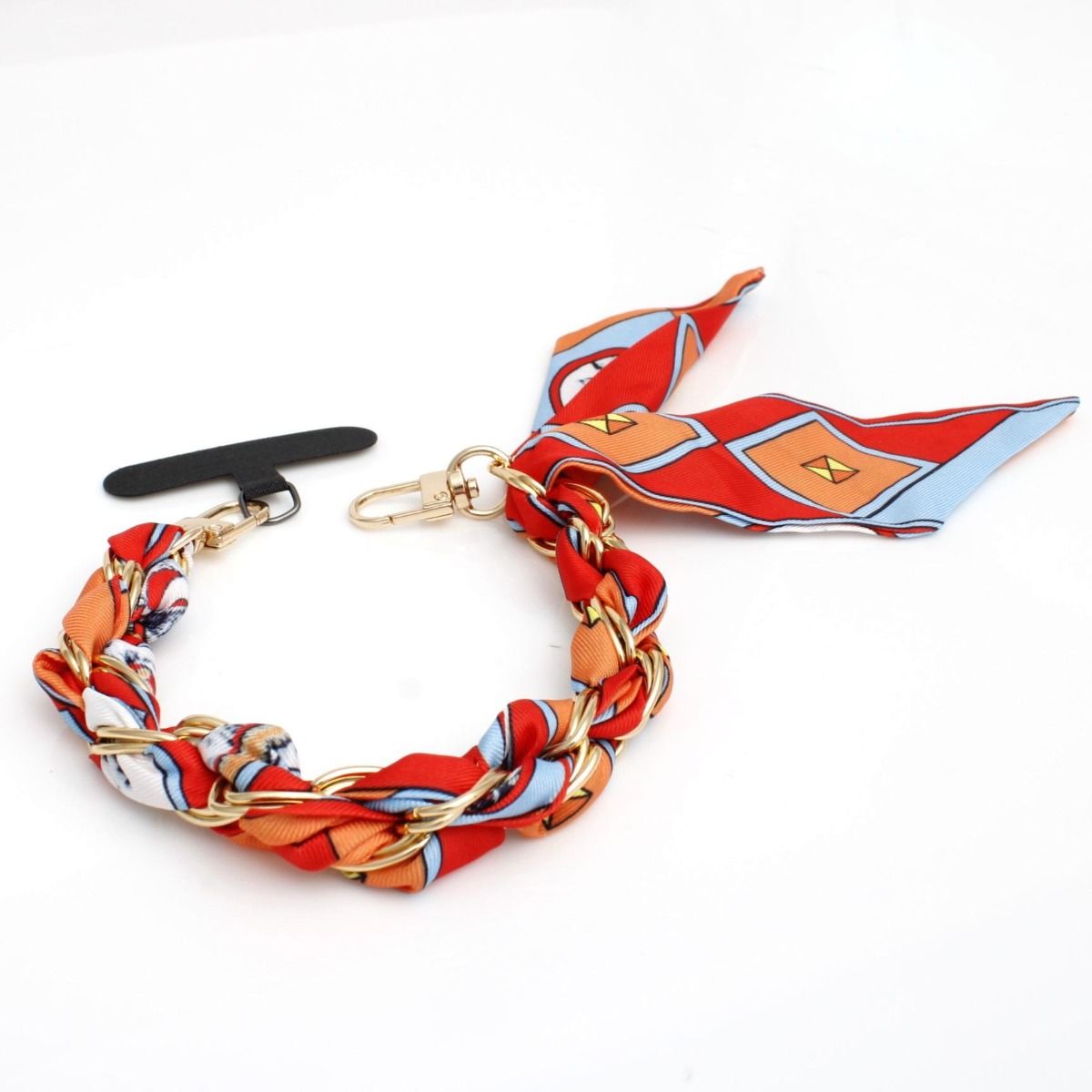 Phone Strap Red Woven Scarf Keychain Wristlet