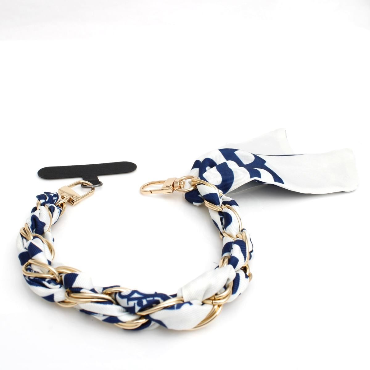 Phone Strap Blue Woven Scarf Keychain Wristlet