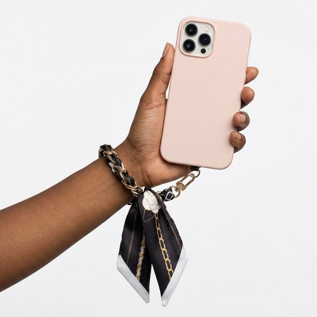 Phone Strap Black Woven Scarf Keychain Wristlet