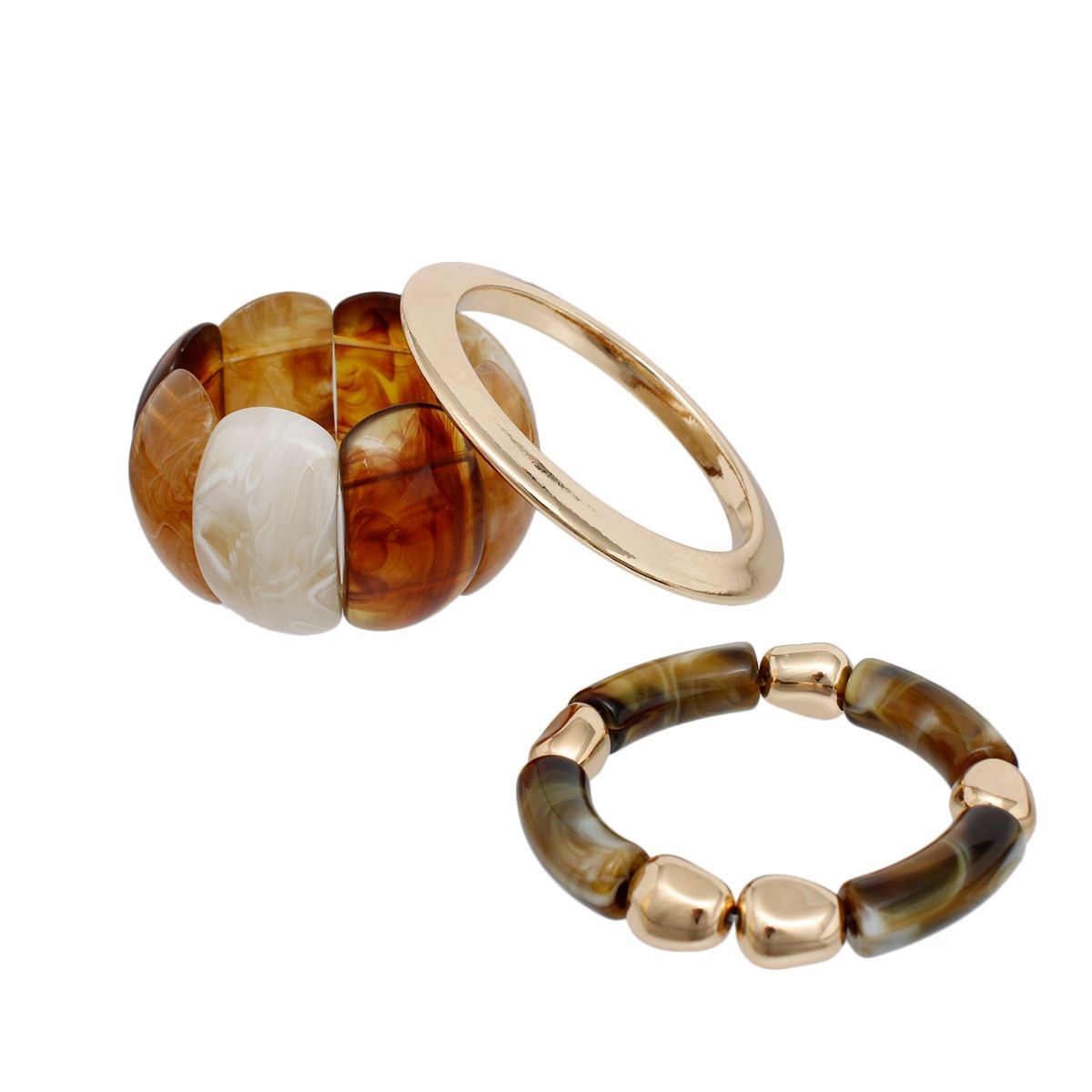 Bangle 3Pcs Rich Brown Hue Swirl Bracelet Set