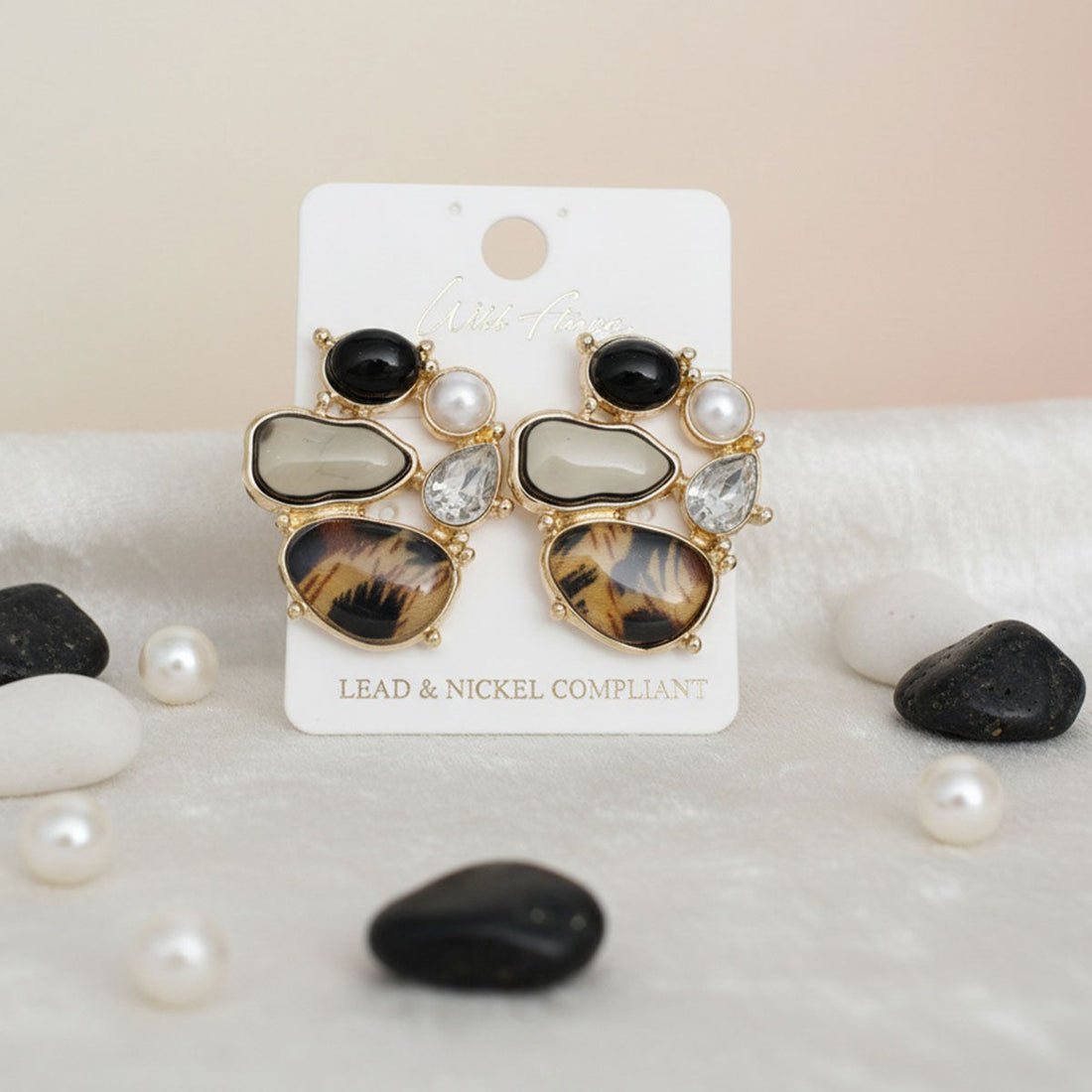 Stud Midnight Safari Leopard Detail Earrings