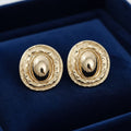 Stud Gold Organic Oval Domed Metal Earrings