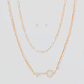 Gold 2 Layer Key Necklace Set
