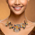 Collar Leopard Die Cut Gold Flower Artisan Necklace