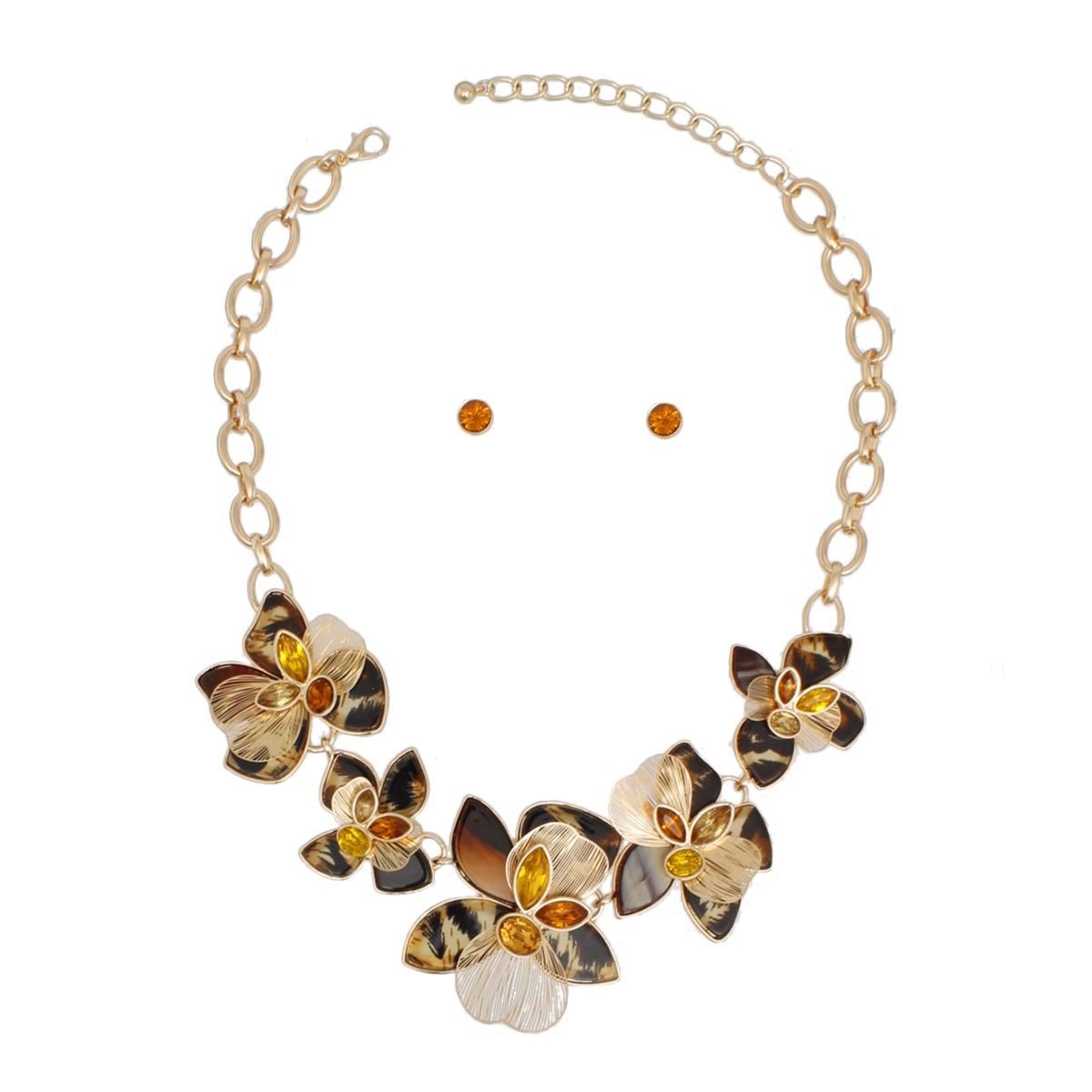Collar Leopard Die Cut Gold Flower Artisan Necklace