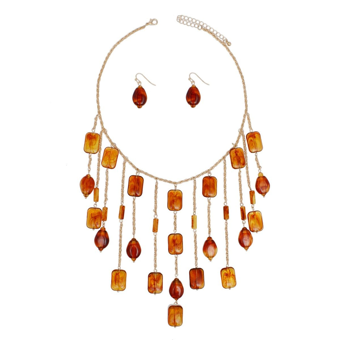 Bib Rope Chain Vintage Amber Like Bead Necklace