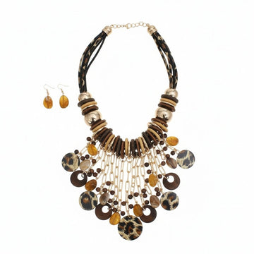 Beaded Leopard Global Artisan Leather Necklace