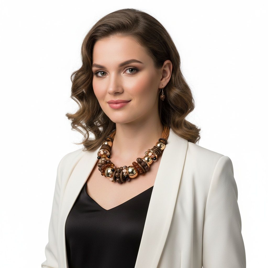 Collar Earthy Artisan Brown Leather Wood Necklace