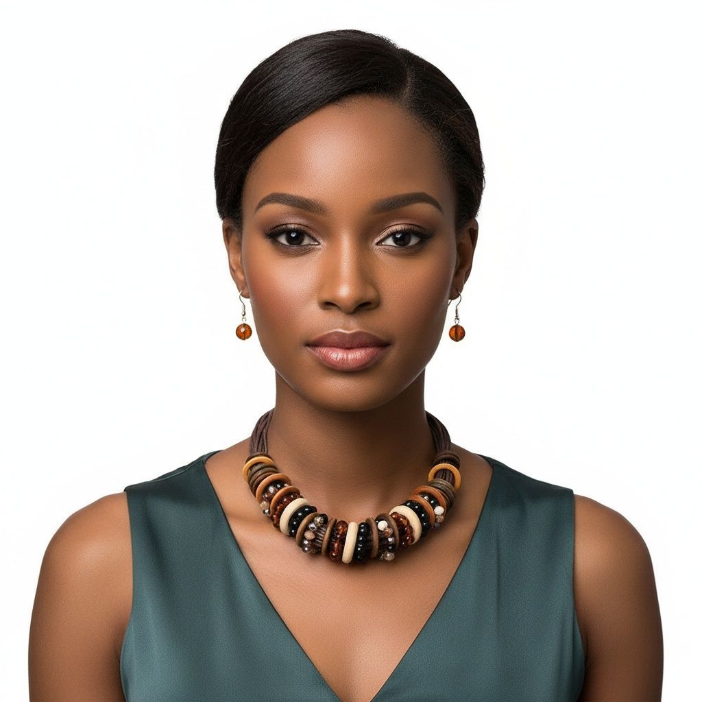 Collar Earthy Artisan Leather Wood Disc Necklace