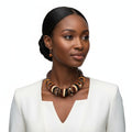 Collar Earthy Artisan Leather Wood Disc Necklace