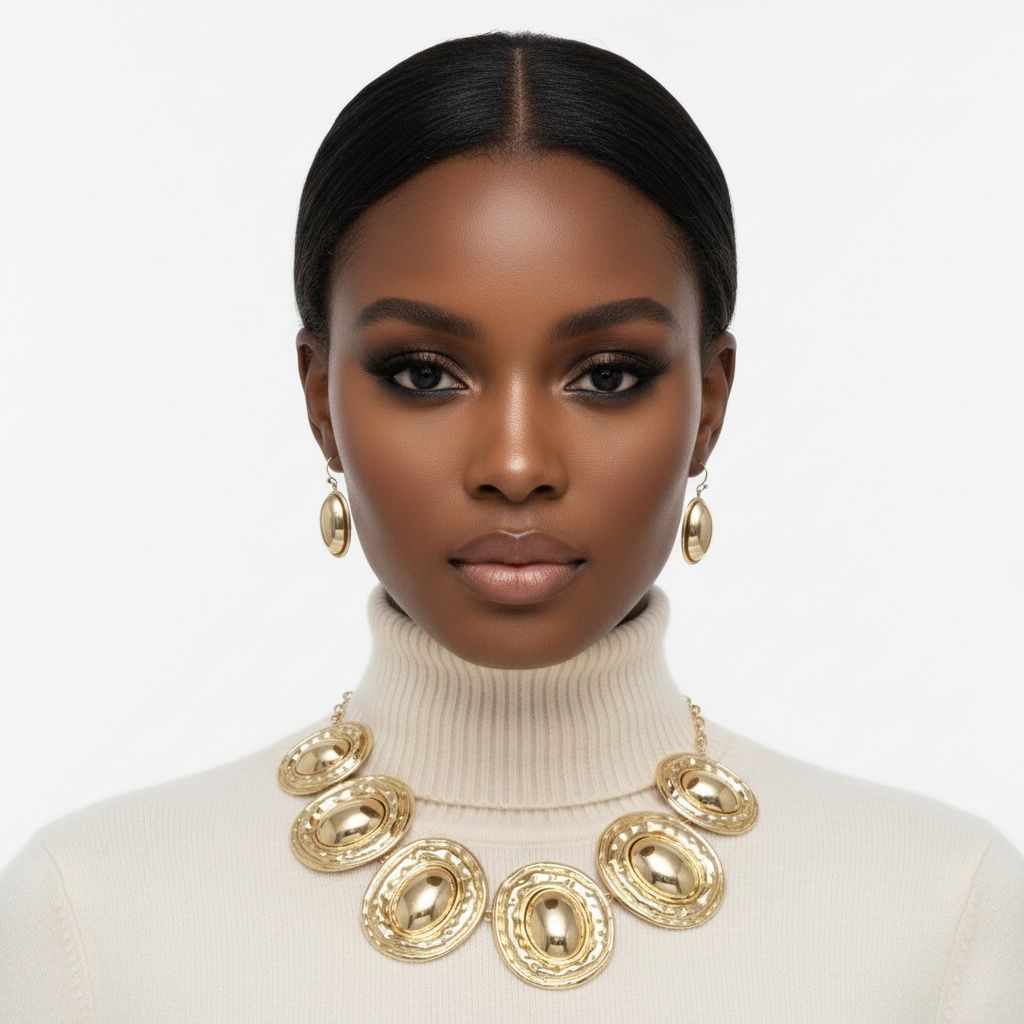 Collar Gold Organic Oval Domed Link Necklace