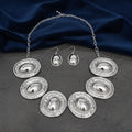 Collar Silver Organic Oval Domed Link Necklace