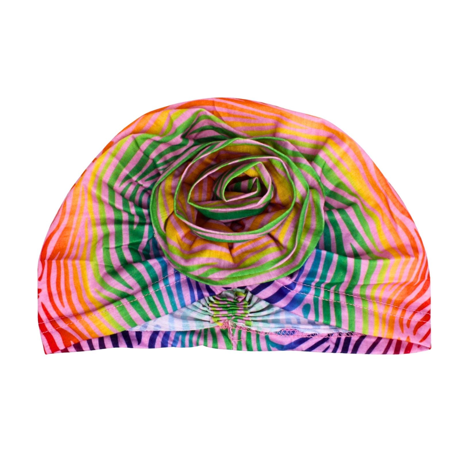 Turban Pre-Tied Flower Light Pink Zebra Women