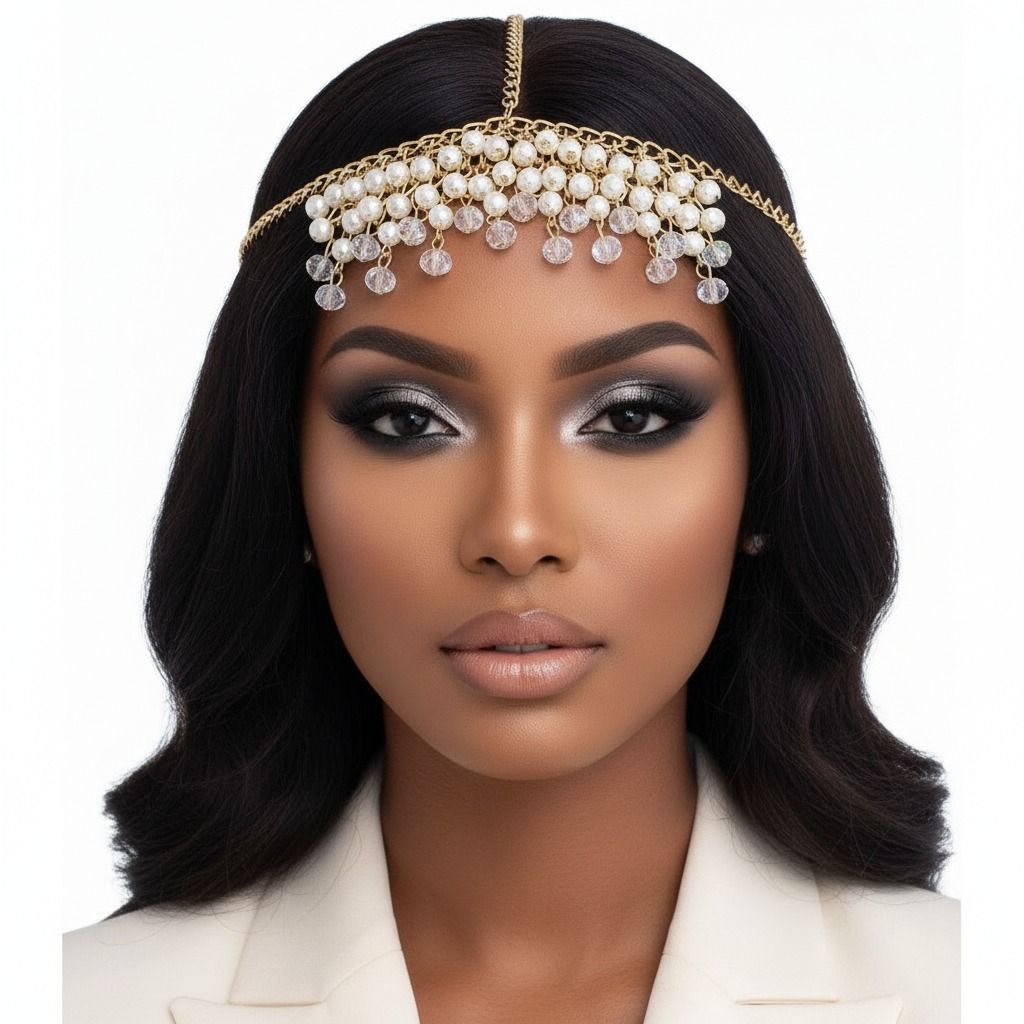 Gold and Cream Pearl Head Chain