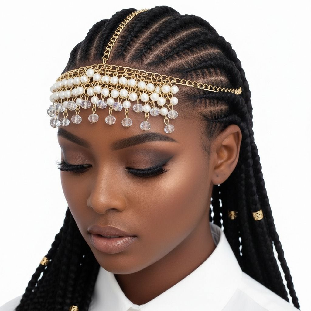Gold and Cream Pearl Head Chain