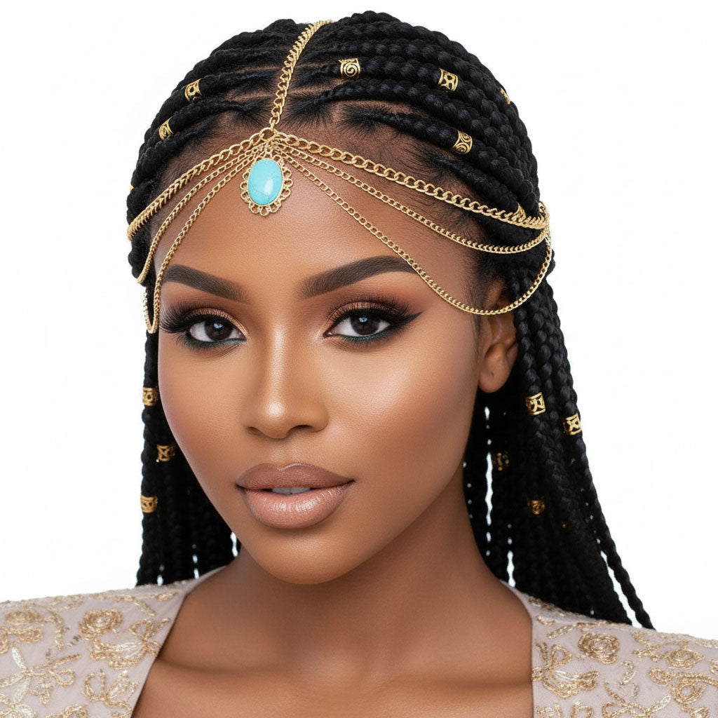 Gold and Turquoise Head Chain