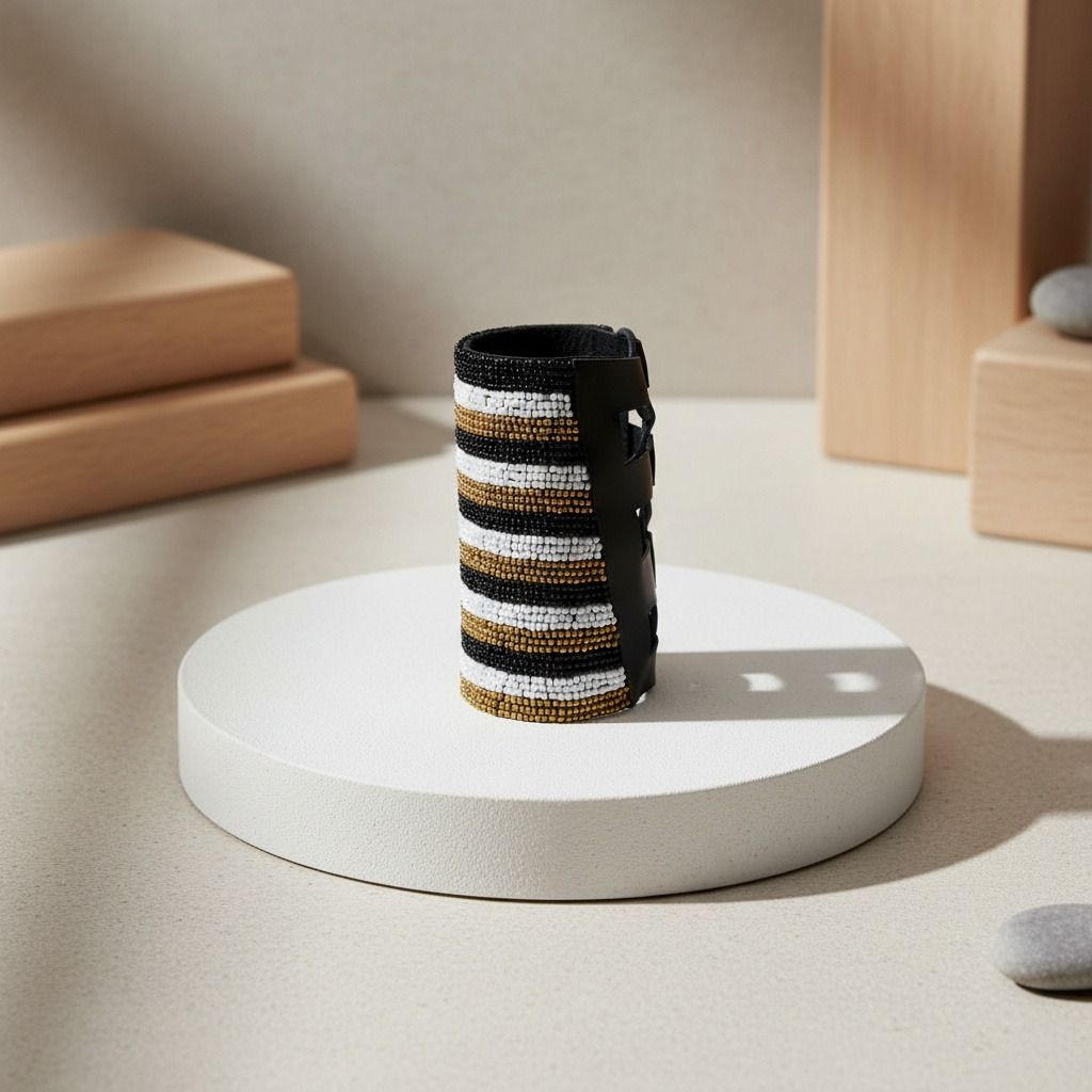 Monochrome Gold Beaded Arm Cuff