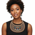 Cream Beaded Bib Necklace Set