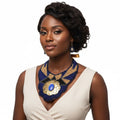 Blue & Gold Beaded Bib Set